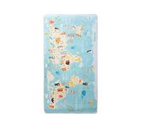 Mani Textile Tapis Carte du Monde Bleu 100x150cm