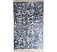 Mani Textile Tapis Medaillon Bleu à Franges 120x180cm