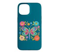 Mania Style Crochet Rétro Libellule Imprimé Floral Formes Coque pour iPhone 15