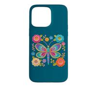 Mania Style Crochet Rétro Libellule Imprimé Floral Formes Coque pour iPhone 15 Pro Max
