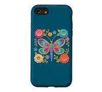 Mania Style Crochet Rétro Libellule Imprimé Floral Formes Coque pour iPhone SE (2020) / 7/8