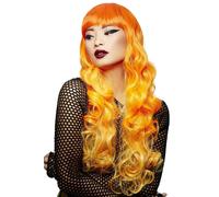 Maniaque Panic Psychédélique Sunrise Siren Perruque Femme Long Orange Robe