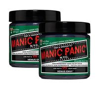 MANIC PANIC Venus Envy Lot de 2 teintures capillaires classiques haute tension, semi-permanentes, vert foncé, pour cheveux foncés et clairs, végétaliens, sans PPD et sans ammoniaque