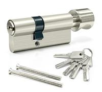 MANICAF Cylindre de serrure 30/40 mm avec bouton, cylindre à bouton 70 mm, cylindre profilé pour porte d'entrée et porte d'appartement, serrure cylindrique, 5 clés et vis de fixation