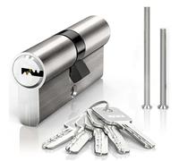 MANICAF Lot de 2 cylindres de serrure 35/35 - Cylindre de serrure à fermeture identique - Cylindre profilé - Serrure à cylindre européen - 70 mm - Avec 10 clés en laiton