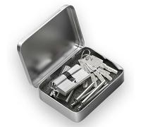 MANICAF Lot de 2 cylindres de serrure, cylindres profilés 30/30, serrure à cylindre, double cylindre profilé avec 6 clés, cylindres en laiton européen satiné avec finition zinc, trous traversants