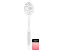 Manicare Brosse de bain en plastique blanc, exfoliante, douche à long manche, poignée antidérapante, rondelle dos, bonne pour la circulation, cellulite et peau sèche, brossage sec, le dos corps