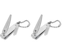 Manicare Coupe-Ongles Compact en Acier Inoxydable avec Lime et Chaînette 5 cm Coupe-Ongles Précis pour Ongles Format Compact pour le Voyage Manucure Pédicure (Lot de 2)