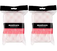 Manicare Éponge de massage exfoliante pour le bain, double face, durable et résistante, s’utilise avec savon ou gel douche, rose (Lot de 2)