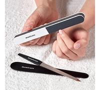 Manicare Lot de 2 limes à ongles saphir avec pochette et polissoir à ongles à 3 voies, pour façonner et coiffer les ongles, enlève les rides, brillance instantanée, manucure professionnelle ou à la