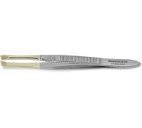 Manicare Pince à épiler biseautée en acier inoxydable de qualité chirurgicale, plaquée or pour poils foncés, pour épilation de précision et épilation des sourcils, accessoire de beauté professionnel