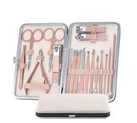 manicure pédicure kit, Kit de manucure 18 pièces en acier inoxydable avec limes et poignées à code couleur