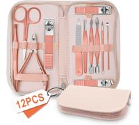 Manicure Pedicure Kit,Manicure Kit For Women And Men,Nail Clippers,Professional Manicure Pedicure Kit,Nail Cutter Kit With Rose Gold Leather Case For Travel And Home,12 In 1 Set