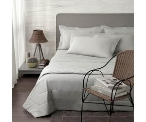 Manifattura Tessile Feuilles de Percale Pelleovo 220 TC Couleur Unie - Gris Clair, 90x200 Simple Maxi