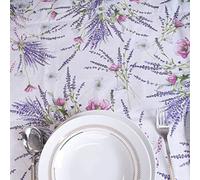 Manifattura Tessile Nappe Anti-Taches en Coton Enduit de résine imperméable - La Lavande, Ovale x6 180