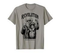 Manifestation amusante de singes sur Charles Darwin Evolution Revolution T-Shirt