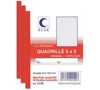 Manifold Autocopiant - Elve - 2129-3 - Quadrillé 5 x 5 - 140 x 105 mm - 50 Feuillets Dupli