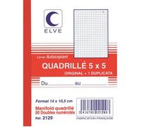 Manifold autocopiant quadrillé 5x5 - 140 x 105 mm - 50 feuillets - ELVE