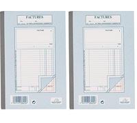 MANIFOLD Bloc-notes A5 Duplicata Factures 50 Feuilles Brochées Couverture Cartonnée Bleu (Lot de 2)