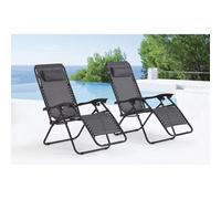 CONCEPT USINE - Lot De 2 Transats Inclinables Pliables Manihi Duo Noir & Gris - Design Pratique & Tendance - Jardin, Terrasse, Plage, Bains De Soleil - Résistant, Waterproof, Pratique, Stable