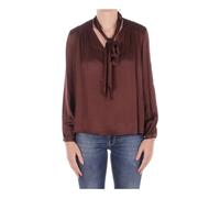 Manila Grace - Blouse Satinée Avec Au Col - Femme - Blouses et Chemises - Brun - Taille: 40 FR
