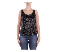 Manila Grace - Canotta Dettagli pailettes - Femme - Tops - Noir - Taille: 40 FR