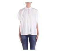 Manila Grace - Chemise Blanche à Boutons et Col en V - Femme - Blouses et Chemises - Blanc - Taille: 34 FR