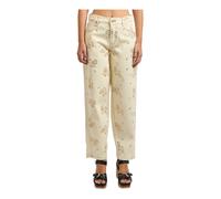 Manila Grace - Jean Droit Brodé de Fleurs - Femme - Jeans - Beige - Taille: W26