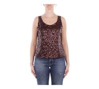 Manila Grace - Sequin Tank Top - Femme - Tops - Brun - Taille: 36 FR
