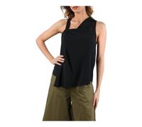 Manila Grace - Top asymétrique sans manches en mélange de soie - Femme - Tops - Noir - Taille: 42 FR