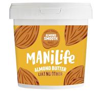 MANÍLIFE Beurre d'amande lisse, pot de 1 kg - Beurre d'amande végétalien lisse et doux fabriqué à partir d'amandes portugaises de qualité - Sans huile de palme, sans sucre ajouté, sans OGM