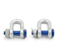 Manille 0,75t Capacité de Charge 2 Pièces Droite avec Boulons à Œil avec Écrou et Goupille Fendue - Manille Droite Forme DX - Manille en Acier à Haute Résistance Galvanisée à Chaud - Manille de Levage