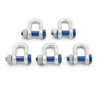 Manille 1,5t Capacité de Charge 5 Pièces Droite avec Boulons à Œil avec Écrou et Goupille Fendue - Manille Droite Forme DX - Manille en Acier à Haute Résistance Galvanisée à Chaud - Manille de Levage