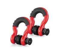 VEVOR Manille à anneau D 19 mm, lot de 2 manilles de remorquage acier allié, résistance à rupture 28,5 t avec goupille à vis 22 mm, isolateurs et rondelles, récupération pour VTT, camions, jeep, rouge