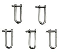 Manille à crochet pour charges lourdes, Pack de manilles longues à vis en D acier inoxydable AISI 316 qualité marine, M8 M10 M12, argent(10mm 5pcs)