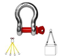 Manille à étrier en acier allié, manille robuste avec limite de charge de travail (WLL) de 13,5 à 55 tonnes, avec axe fileté pour le levage, le gréage et le remorquage(Wll 55t)