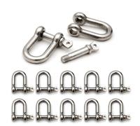 Manille droite avec un axe libre en acier, manille en forme de U, idéale avec les paracordes 550, confection de bracelets, grandeur: M, 33mm x 20mm, couleur: argent, de la marque Ganzoo - lot de 10 manilles