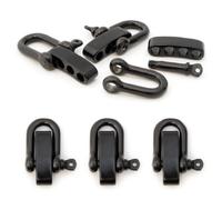 Manille droite réglable avec un axe libre en acier, manille en forme de U, manille ajustable, idéale avec les paracordes 550, confection de bracelets, grandeur: M, couleur: noir, de la marque Ganzoo - lot de 3 manilles