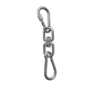 Manille En Acier Inoxydable Crochet à œil pivotant à double extrémité M6 et mousqueton de sécurité Mousqueton à ressort Anneau de manille pivotant Connecteur en acier inoxydable 304 Ensemble de 3