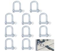 Manille en D, 10 Pièces M8 D, Manille en Acier Inoxydable, D Manille en Acier Inoxydable pour Fixation par Cordons Manille en Acier Inoxydable, Manille en D à Anneau Droit