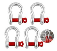 Manille forgée galvanisée lot de 4 manilles lyre 1 tonne, manille de levage à axe vissé rouge, boucle de fixation d’arrimage, remorquage, chaînes, câbles et sangles