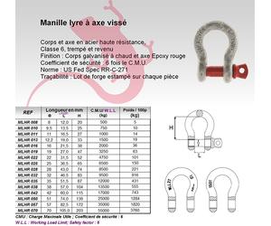 Manille lyre ID MAT haute résistance 12T - MLHR035