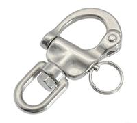 Manille rotative en acier inoxydable avec goupille à ressort à dégagement rapide, idéale pour le gréement marin, l'équipement de plongée et une utilisation en extérieur (A)