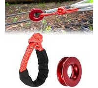 Manille synthétique 1/2 treuil avec récupération, 41000LBS & manchons de protection, kit de manilles souples pour ATV, UTV, SUV, tout-terrain, remorquage, chariots (shackle souple rouge)