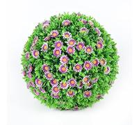 Manillefu Boule de fleurs artificielles en plastique jaune rouge blanc violet durable facile à organiser pour la maison, un mariage, une fête