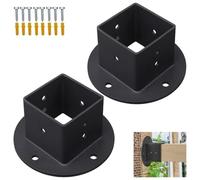 Manillefu Lot de 2 bases de poteau de clôture carrées de 5,1 x 5,1 cm, kit de support de bride pour terrasse, balustrade, pergola, boîte aux lettres, avec vis pour béton