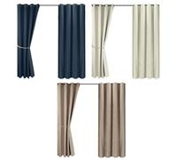 Manillefu Lot de 2 rideaux imperméables en lin pour tonnelle d'extérieur avec trou unique - Protection de l'intimité pour terrasse, jardin, porche, décoration kaki