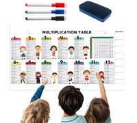 Manipulants de multiplication, graphique de multiplication - Cartes de mathématiques de multiplication à sec avec pennie,Fournitures mathématiques réutilisables pour la sortie de voyage scolaire en