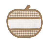 Manique de cuisine à carreaux, forme pomme ou poire, avec étamine, manique de cuisine unie à broder - Fabriqué en Italie (MELA, ECRU)