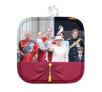 Manique de Cuisine - Reine Elisabeth II Famille Royal 2019 Reine d'Angleterre Philip Charles - (17 x 17 cm)